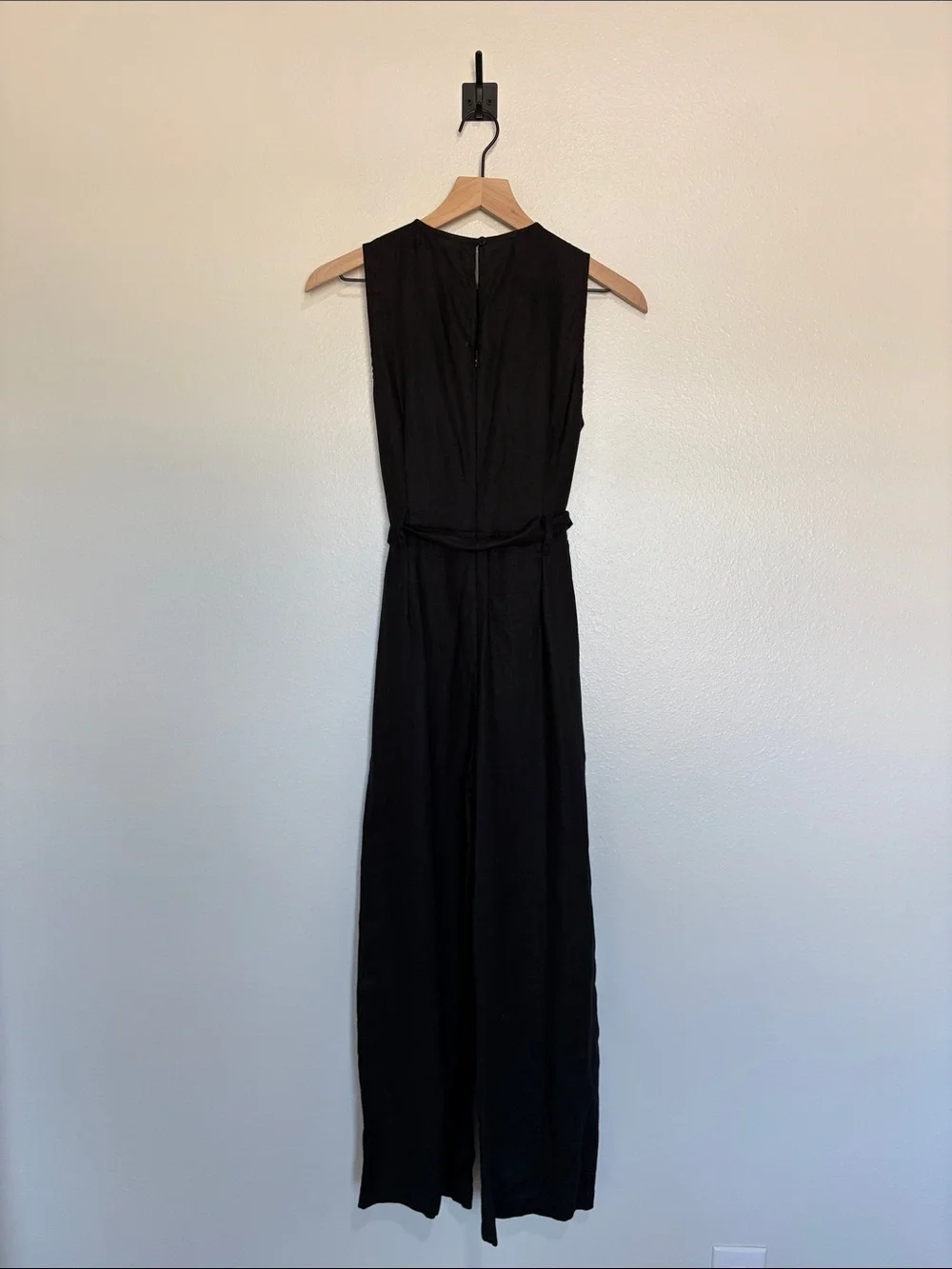 Reformation Naomi 100% Linen Sleeveless Wide Leg Jumpsuit Minimalist Black 0